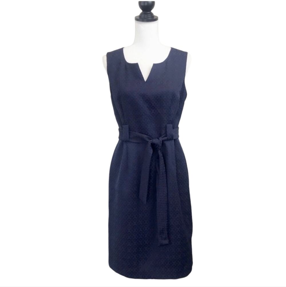 Jones New York Sleeveless V Neck Tie Belted Dress Size 8